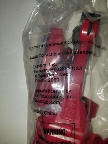 GI JOE 2009 Convention Exclusive Crimson Command Copter Complete JoeCon MIB