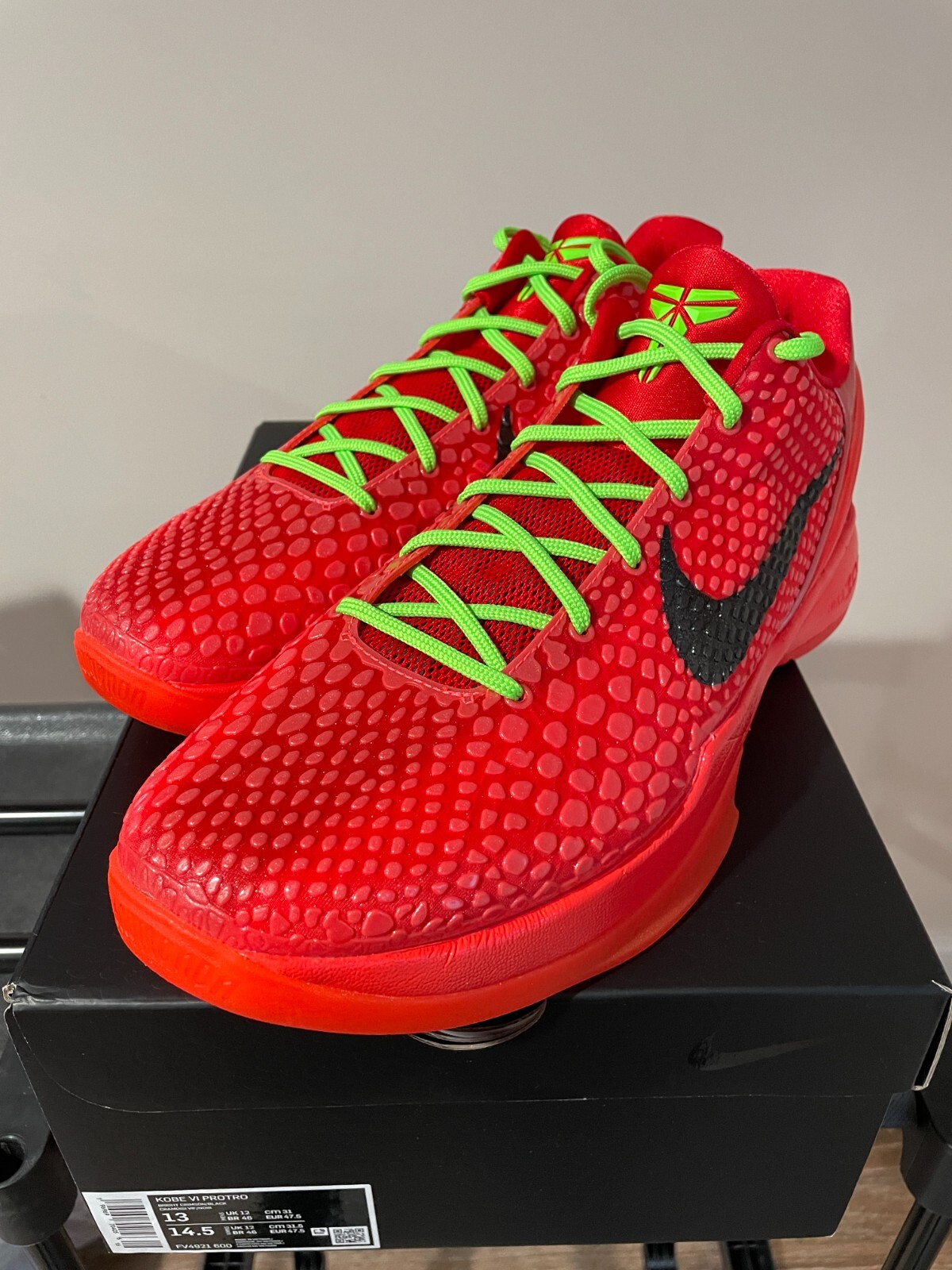 Nike Kobe 6 Protro Reverse Grinch Size 13 FV4921-600 Crimson Nike Kobe 6 Protro Reverse Grinch Size 13 FV4921-600 Crimson
