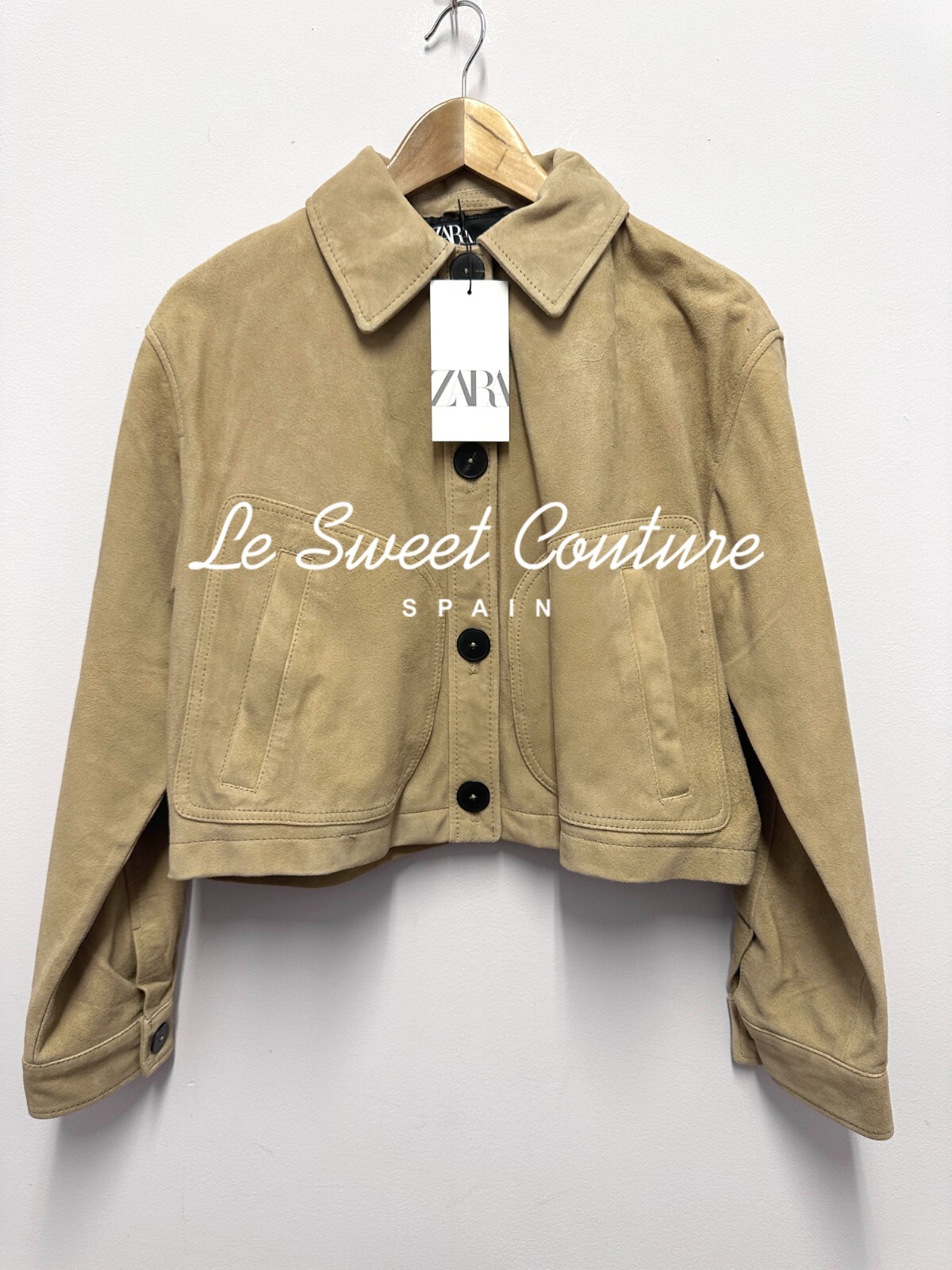 Pre-owned Zara Woman Fw24 Beige Short 100% Leather Jacket All Sizes 4720/200