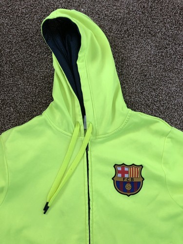 Fc Barcelona Soccer Zip Front Fleece Hoodie Sweatshirt Jacket Used Size Small