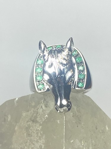 Horse ring face ring horseshoe good luck cowgirl sterling silver  women