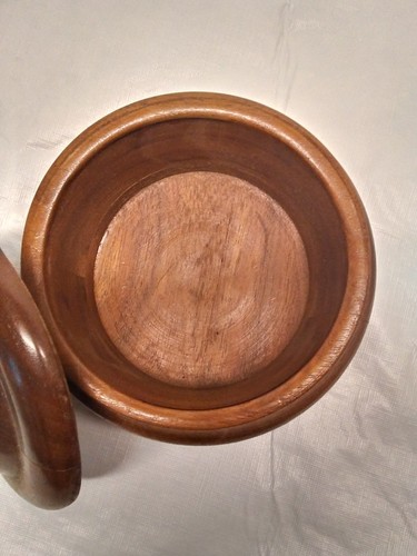 Vintage Wooden Round Trinket Bowl Box with Lid