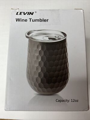 LEVIN Gray Color Wine Tumbler Vacuum Insulated With Lid 12oz
