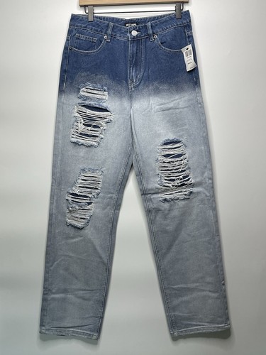 Hot topic Light Wash Destruction Denim Pants Distressed Wide Hot topic Light Wash Destruction Denim Pants Distressed Wide