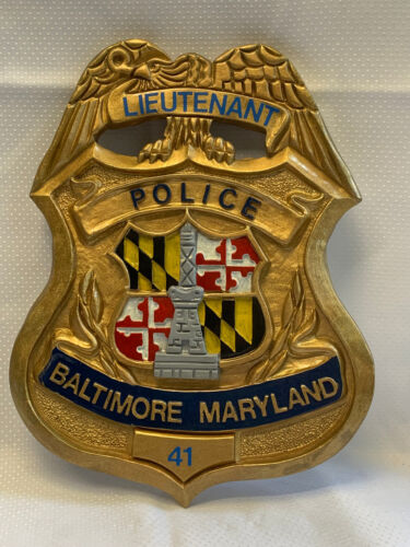 Lieutenant Police Baltimore Maryland 41 Plaster Wall Plaque Hanging Shield Shape