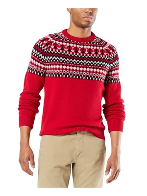 

DOCKERS Мужской красный свитер с круглым вырезом классического кроя