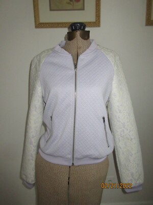 NWT STUNNING LAVENDER & WHITE LACE BOMBER JACKET by LUCY PARIS XS