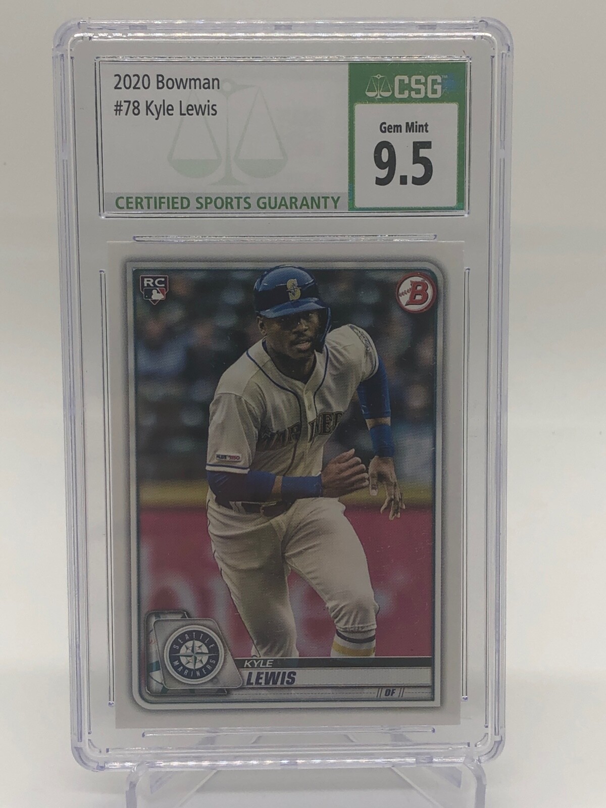 2020 Bowman Kyle Lewis #78 Rookie RC CSG 9.5 Graded Gem Mint