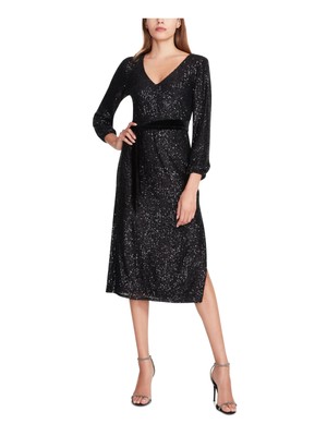 

BETSEY JOHNSON Женский черный пуловер с поясом и рукавом 3/4 на подкладке Платье-футляр миди