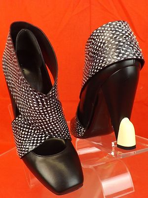 Pre-owned Balenciaga Black Wrap Snake Print Leather Sculpture Heels Pumps 39 292683