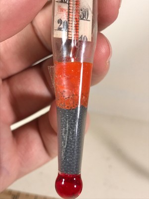 Floating Dairy glass Thermometer w/ TUBE made in germany Vintage