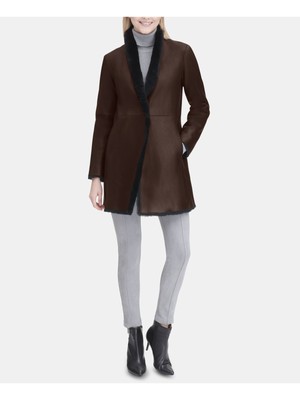 

CALVIN KLEIN Женская черная двусторонняя зимняя куртка из искусственной замши, пальто, Черный, M8HJF417