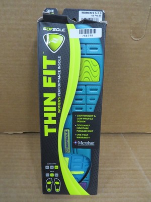 Sof Sole Thin Fit Women s Performance Insoles 5-7.5 Max Cushion Medium Arch NOS