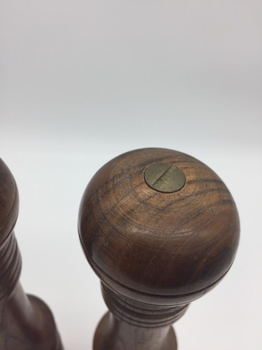 WOODCREST CREATION STYSON SOLID WOOD SALT SHAKER & PEPPER MILL SET  10” Japan