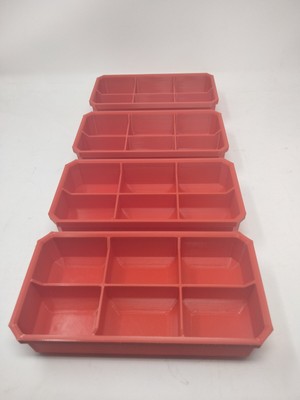4 Red Low Profile Storage Trays with 6 Sections for Milwaukee Packout Organizer