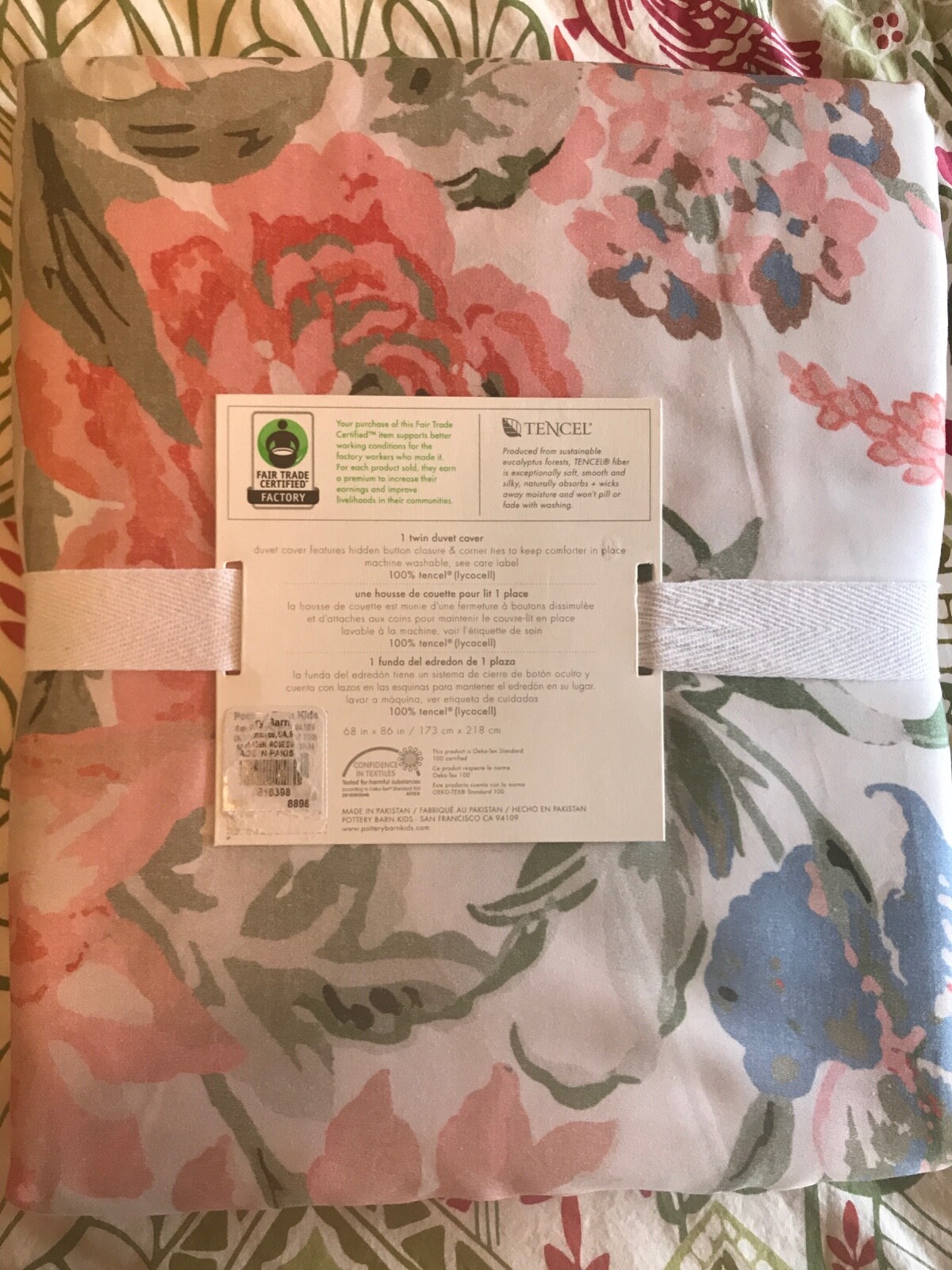 Pottery Barn Kids NEW NIP Duvet Cover Twin Pink Roses Flowers Floral Garden Girl