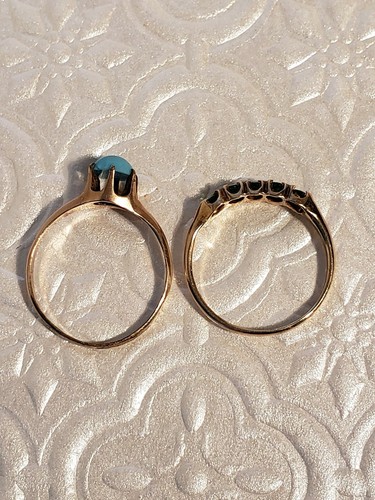 Two Gold Filled? Victorian Rings With Gems Synthetic