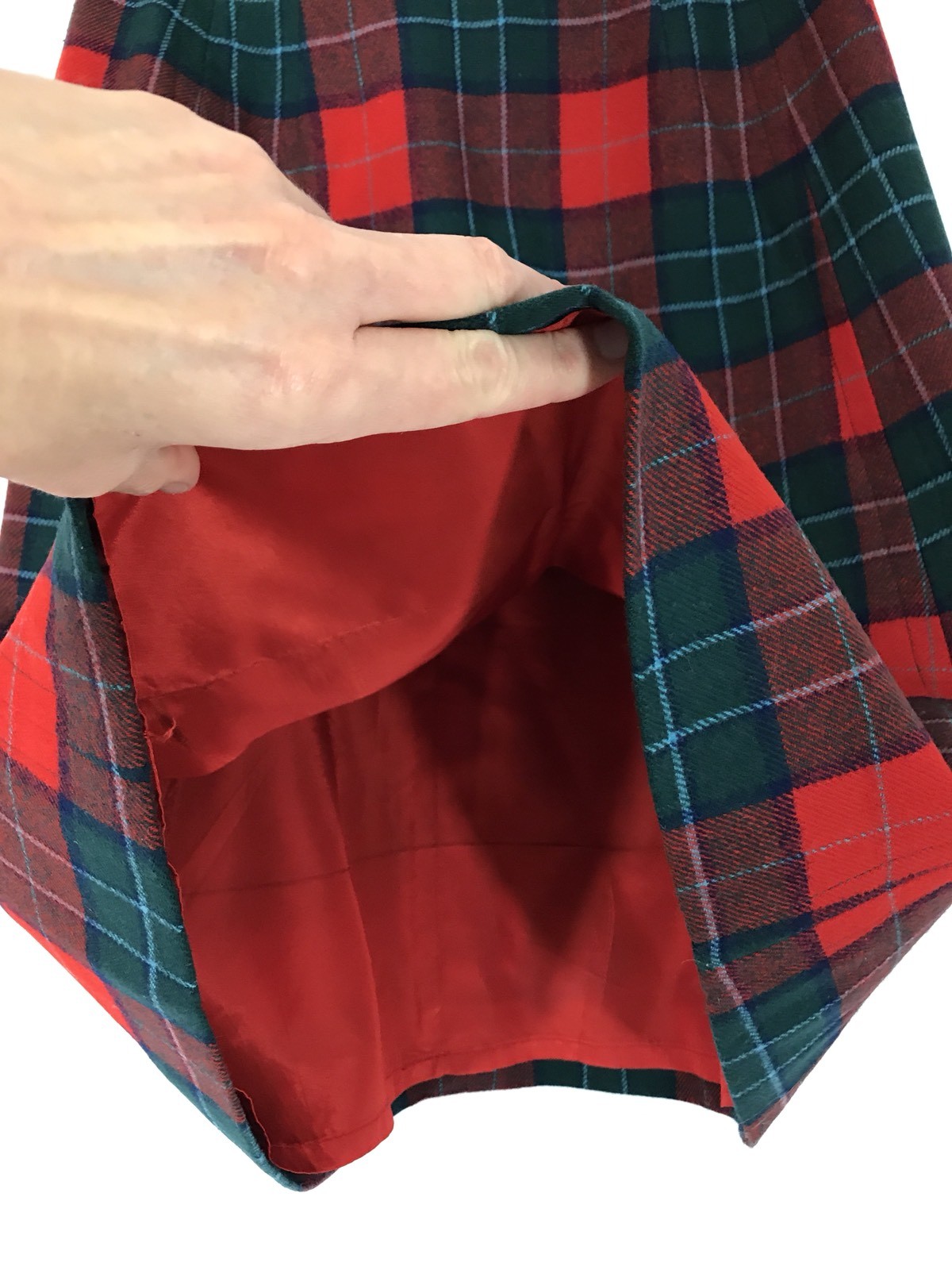 Vtg PENDLETON Skirt Girls Size 12 Red & Green Plaid 100% Wool Christmas Holiday