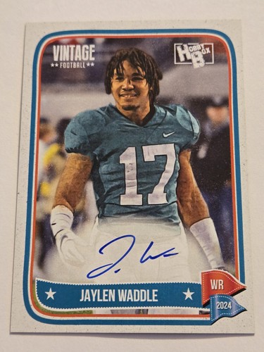 2024 Onyx Vintage JAYLEN WADDLE ON CARD BLUE INK AUTO From