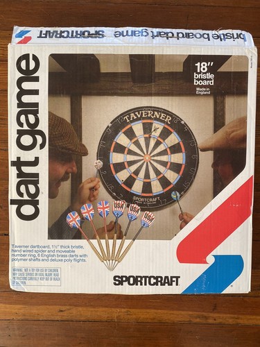 Vintage English Taverner Bristle Dart Board Sportcraft 18 Inch In Box