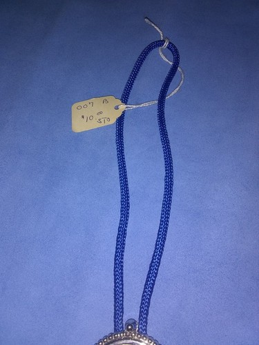 Mens Boli Tie United States Half Dollar 1972 Blue String Silver Ends