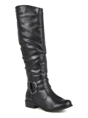 

JOURNEE COLLECTION Женские черные очаровательные сапоги с круглым носком с D-образным кольцом, Черный, CHARMING01