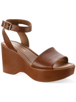 Женские коричневые босоножки на платформе Audreey с круглым носком и ремешком на танкетке SUN STONE, 10 М