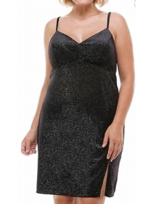 CITY STUDIO Womens Black Criss-cross Back Spaghetti Strap Dress Plus 18W
