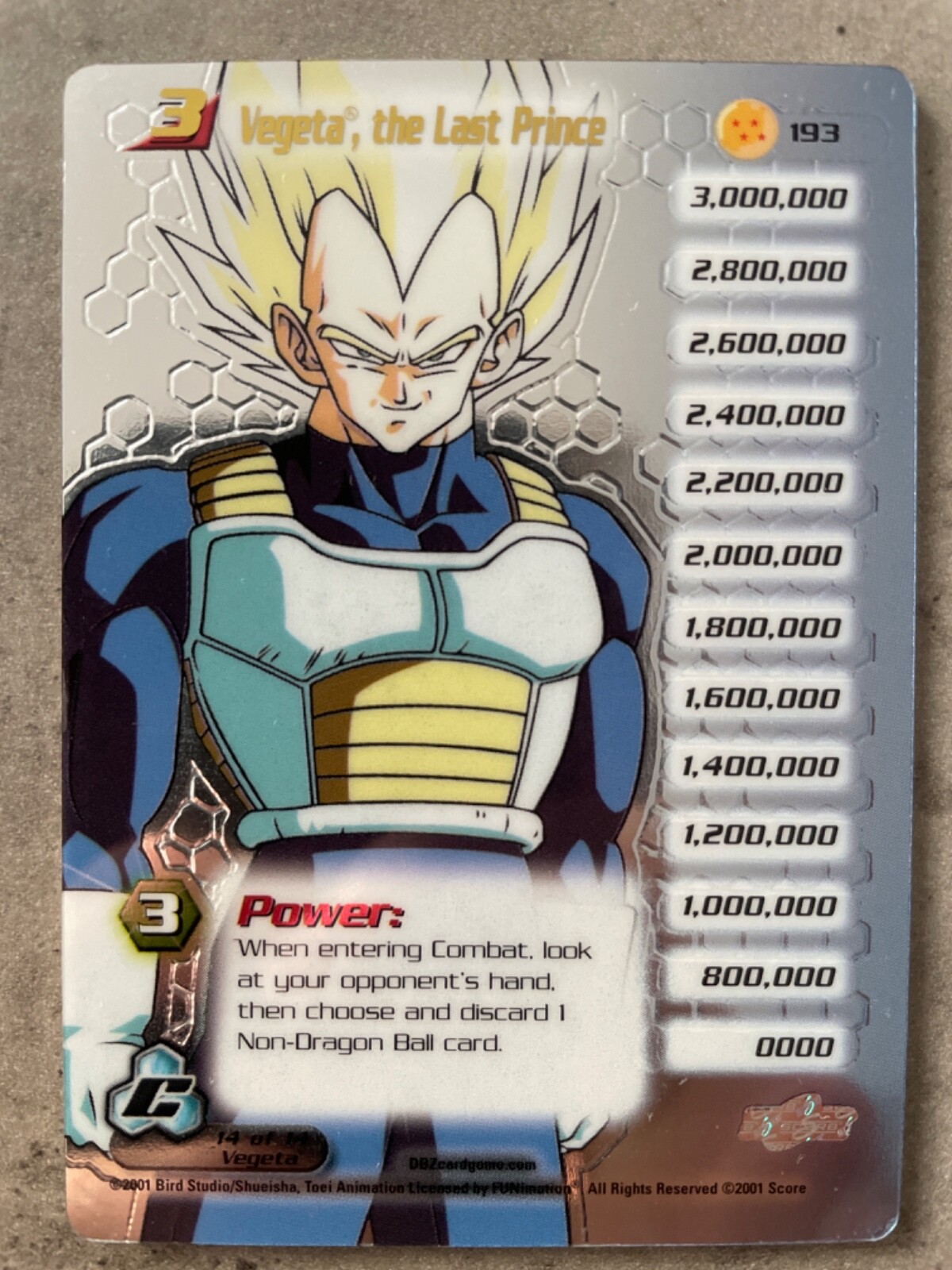 Dragon Ball Z DBZ CCG TCG 193 Vegeta, The Last Prince Hi Dragon Ball Z DBZ CCG TCG 193 Vegeta, The Last Prince Hi