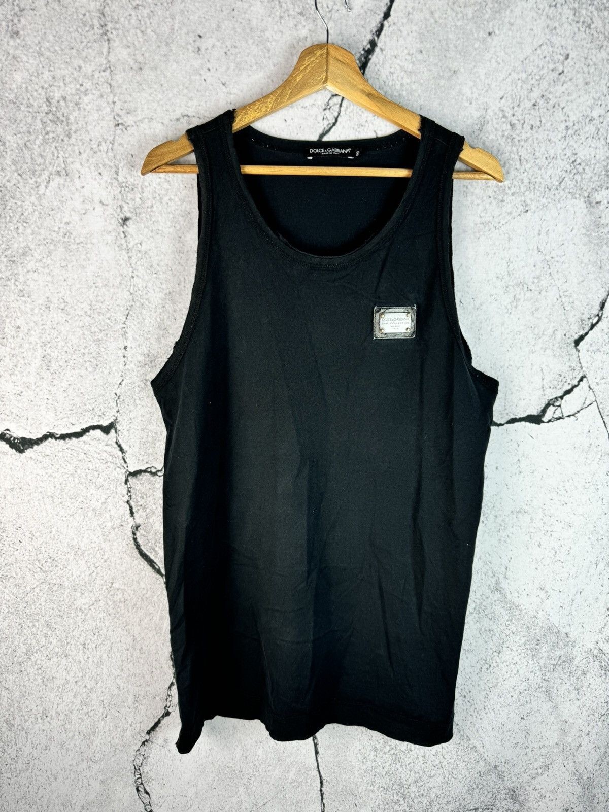 Y2K DOLCE&GABBANA 42 レース テープロゴ キャミソール 黒 Dolce