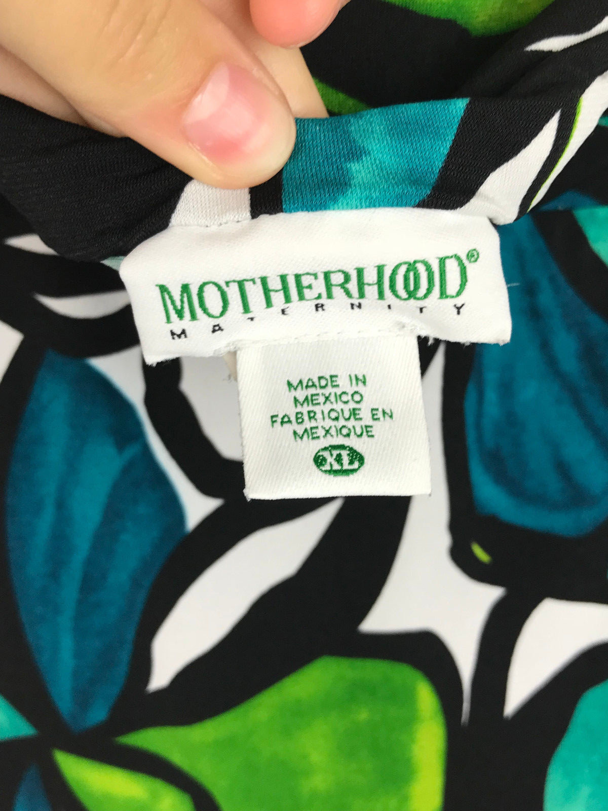 Motherhood Maternity Womens size XL Black Green Teal Stretchy Floral Print Skirt