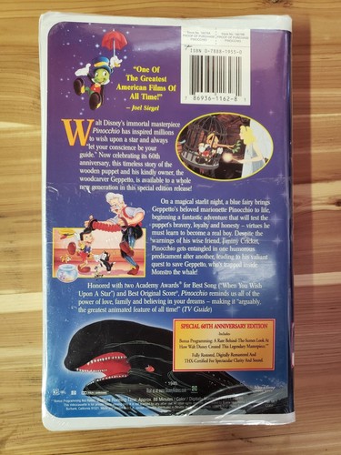 Walt Disney's Pinocchio (VHS, 1999, Clam Shell Gold Collection) Sealed copy