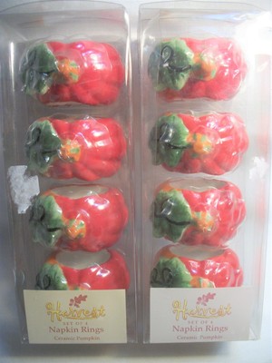 8 Bed Bath and Beyond Autumn Thanksgiving pumpkin napkin rings
