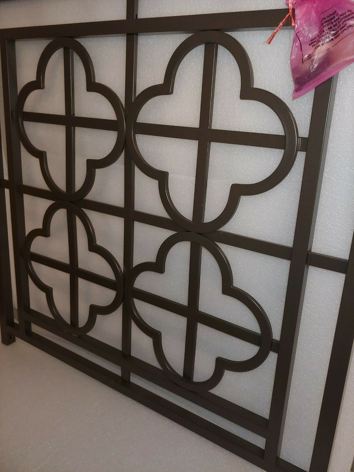 Twin Size Bed Headboard Quatrefoil Design Metal