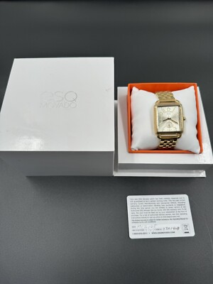 ESQ by Movado 07101408 Gold Tone Stainless Steel Rectangular Women's Watch $395
