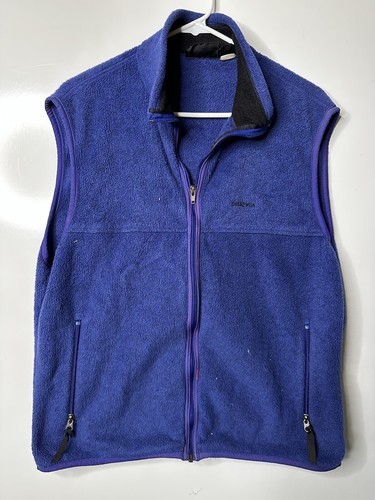 Blue Patagonia vest size large sleeveless with collar Cotton MADE IN USA Fleece
