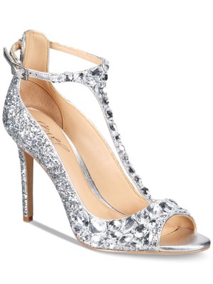 

JEWEL BADGLEY MISCHKA Женские серебряные сандалии с блестками Conroy Minmond Stiletto, Серебряный, JW2116