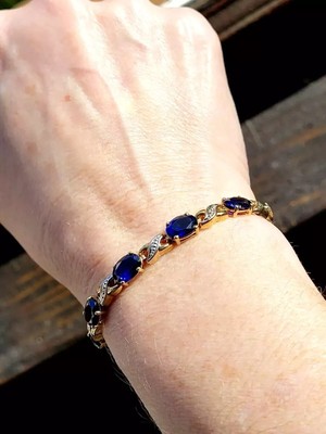 12CT Oval Cut Lab Created Sapphire Diamond Tennis Bracelet 14K White Gold Plated