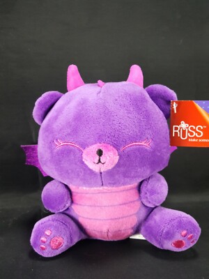 Russ Purple Pink Baby Dragon Plush Stuffed Animal Drago Fantasy Kingdom Me Bears