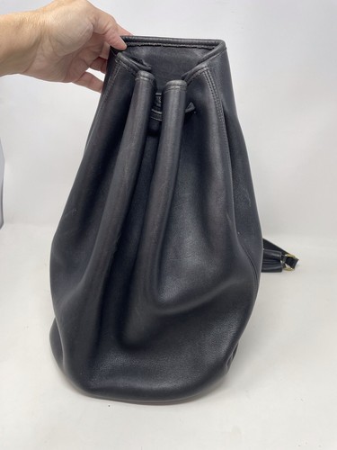 Vintage Coach #9929 Black Leather The Sling Bag Drawstring Vintage Coach #9929 Black Leather The Sling Bag Drawstring