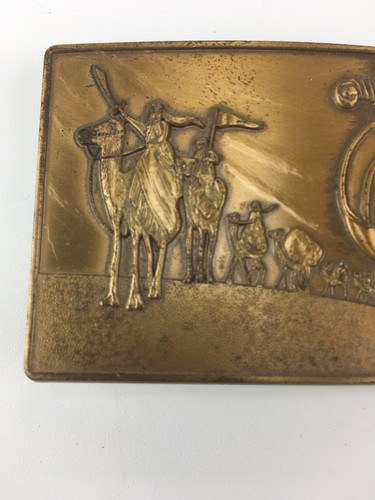 Vintage Brass Klitzner Shriners on Camels Caravan Masonic Masons Belt Buckle USA