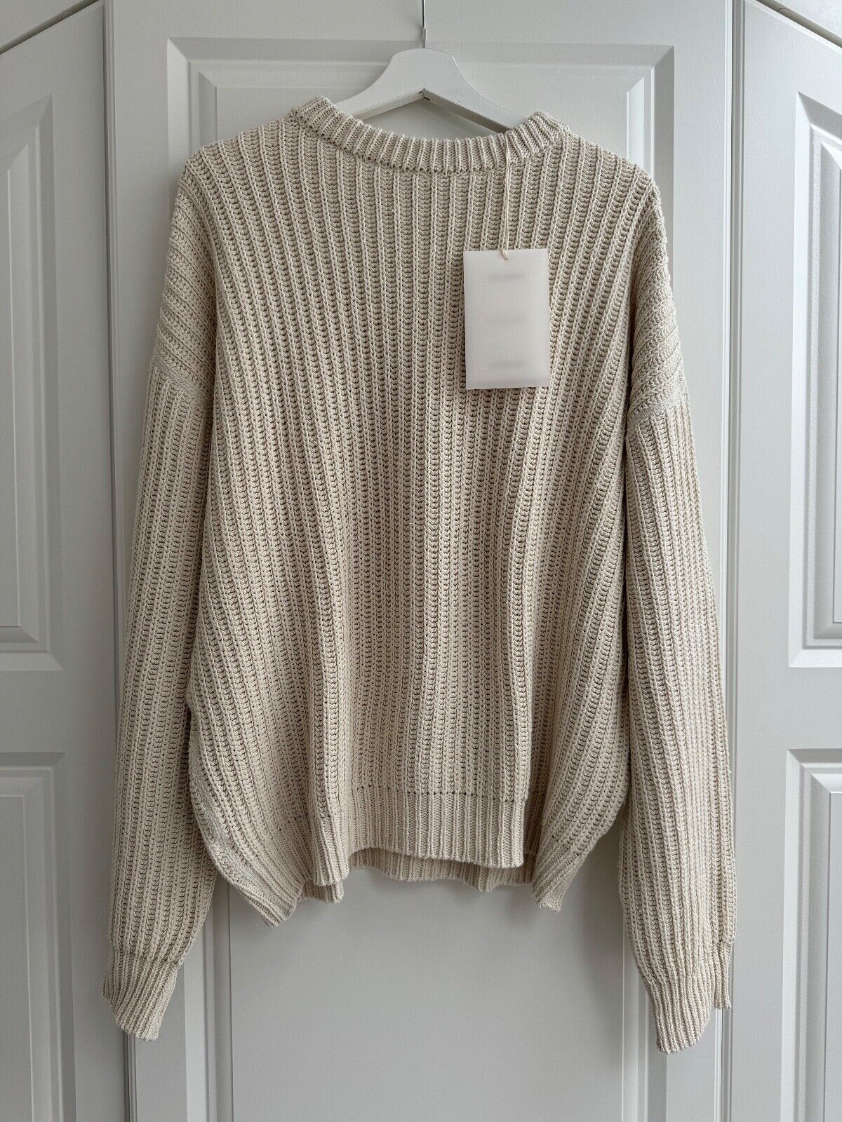 OUR LEGACY MENS SONAR OFF-WHITE ROUNDNECK RIB-KNIT SILK OUR LEGACY MENS SONAR OFF-WHITE ROUNDNECK RIB-KNIT SILK