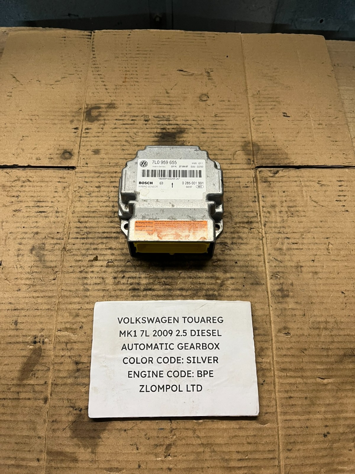 VOLKSWAGEN TOUAREG MK1 7L 2009 2.5 DIESEL - Airbag Control Unit 7L0 959 655