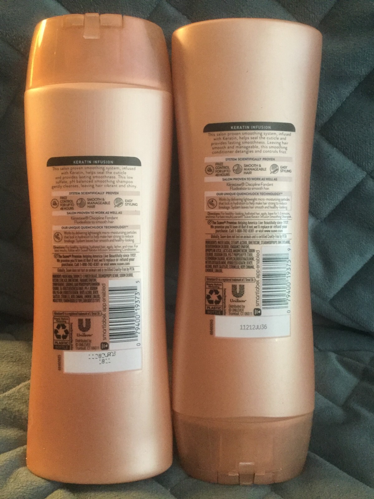 SUAVE KERATIN INFUSION SMOOTHING SHAMPOO & CONDITIONER 12.6 OZ