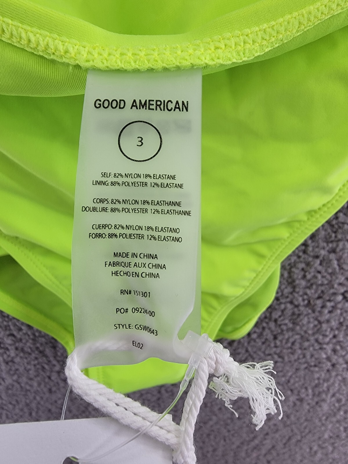 Good American Cutout Monokini Swimsuit Women's 3 Electric Lime Pull On Style - Picture 9 of 15