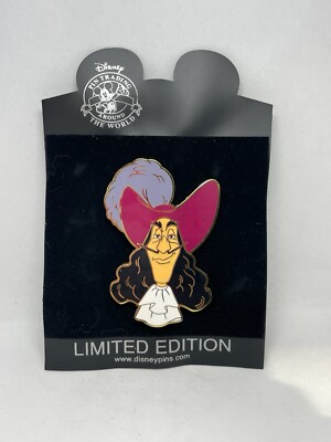 Disney Shopping  Pin Jumbo Captain Hook Face Pin LE 500 - Peter Pan