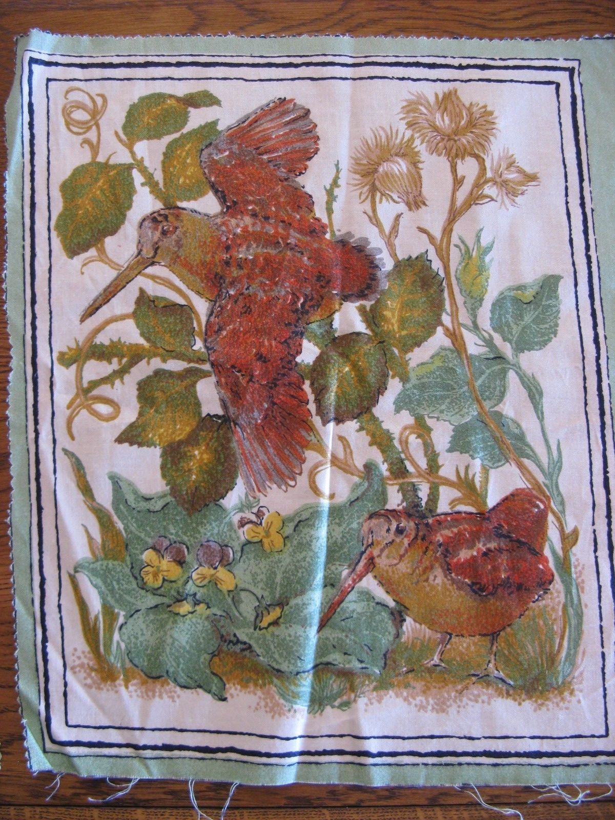 Vintage Silk Screen Animal WILDLIFE 6 Fabric Panels for Quilting  Embroidery