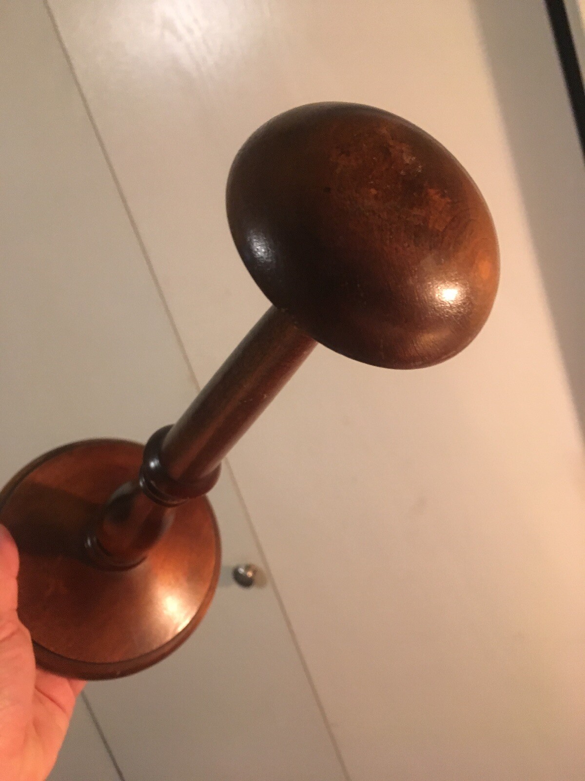 Antique French Hat Wig Stand Helmet Millinery Turned Wood Vintage Hatter Display