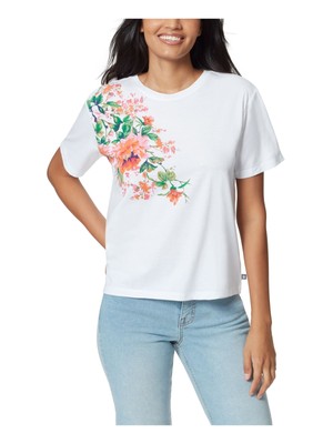 

ANNE KLEIN JEANS Женская белая футболка с круглым вырезом в рубчик с короткими рукавами, размер, Белый
