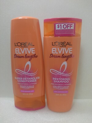L'Oreal Elvive Dream Lengths Shampoo + Conditioner Set For Damaged Hair 12.6oz